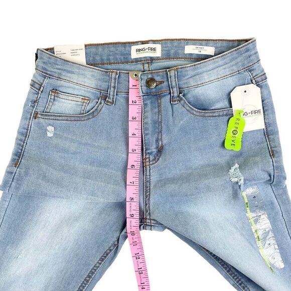 Ring of Fire Sustainable Denim Light Wash Skinny Stretch Jeans Boys Size 18 - Picture 6 of 9